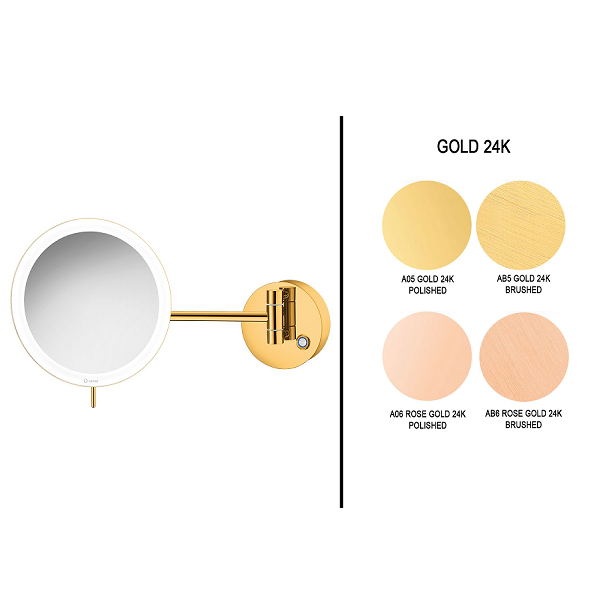 Επιτοίχιος μεγενθυτικός καθρέπτης LED Gold 24K