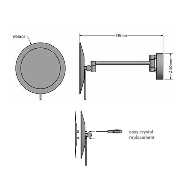 Επιτοίχιος μεγενθυτικός καθρέπτης LED Chrome - Image 2